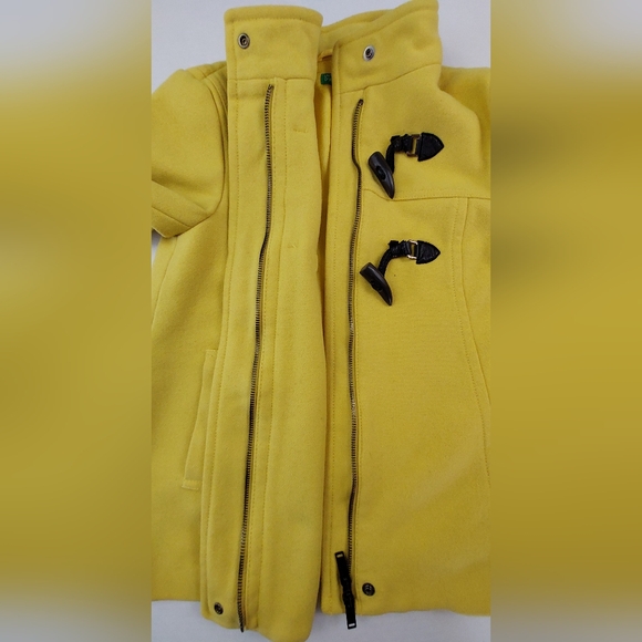 United Colors Of Benetton Duffle Coat Womens Size 6 Yellow Jacket Full Zip Wool - Picture 7 of 11
